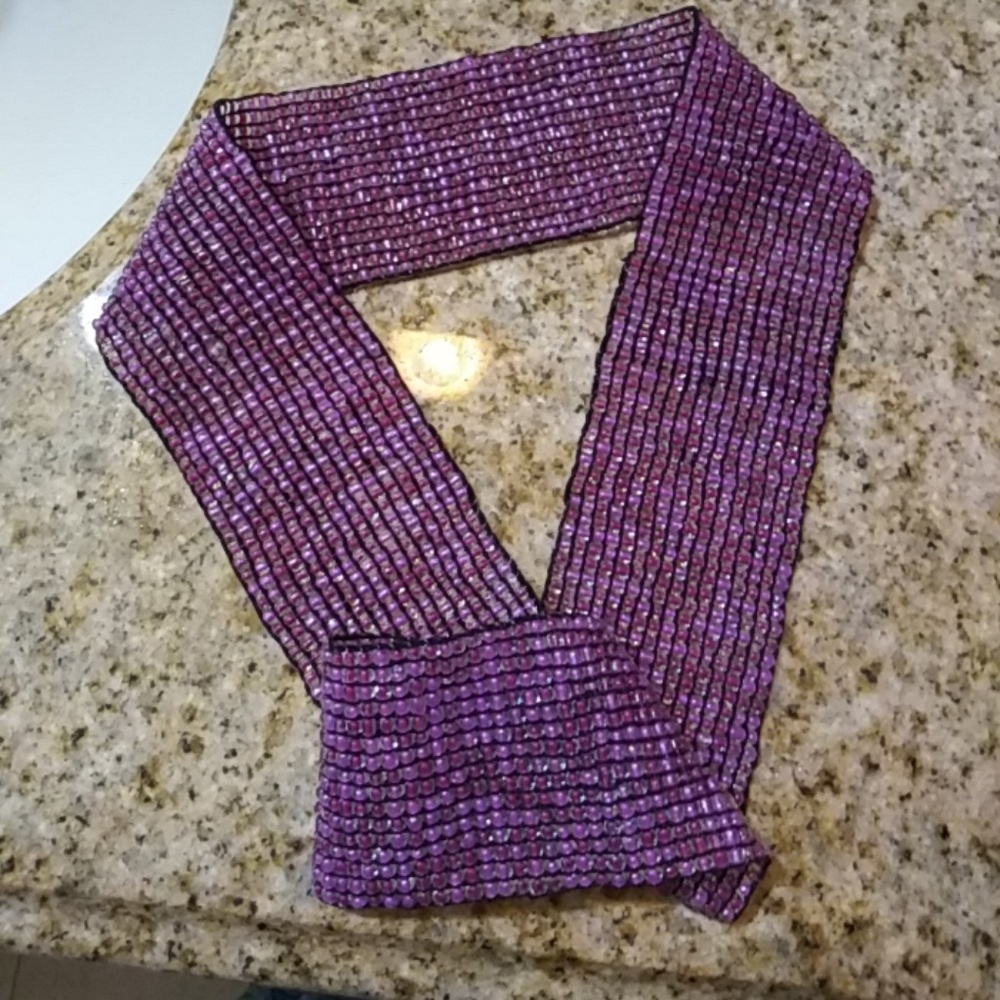 Beaded Fuschia Elastic Belt